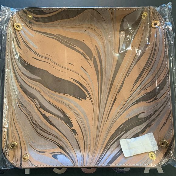 Tribe Alive Hand Marbled Leather Catchall Snap Valet Tray - Picture 3 of 8